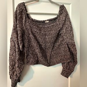 Faherty floral smocked long sleeved blouse xl